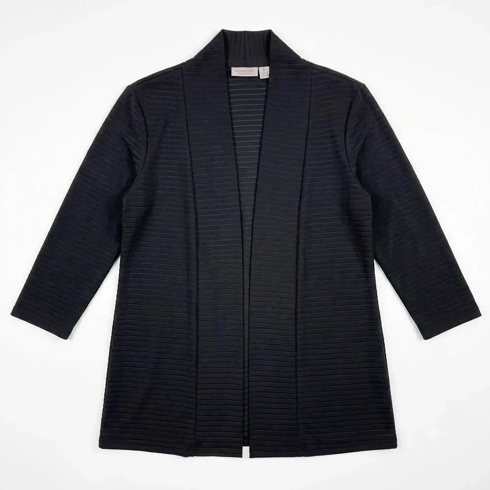 Chicos Easywear Stretchy Open Cardigan Sweater Black Vintage Womens 2 Large